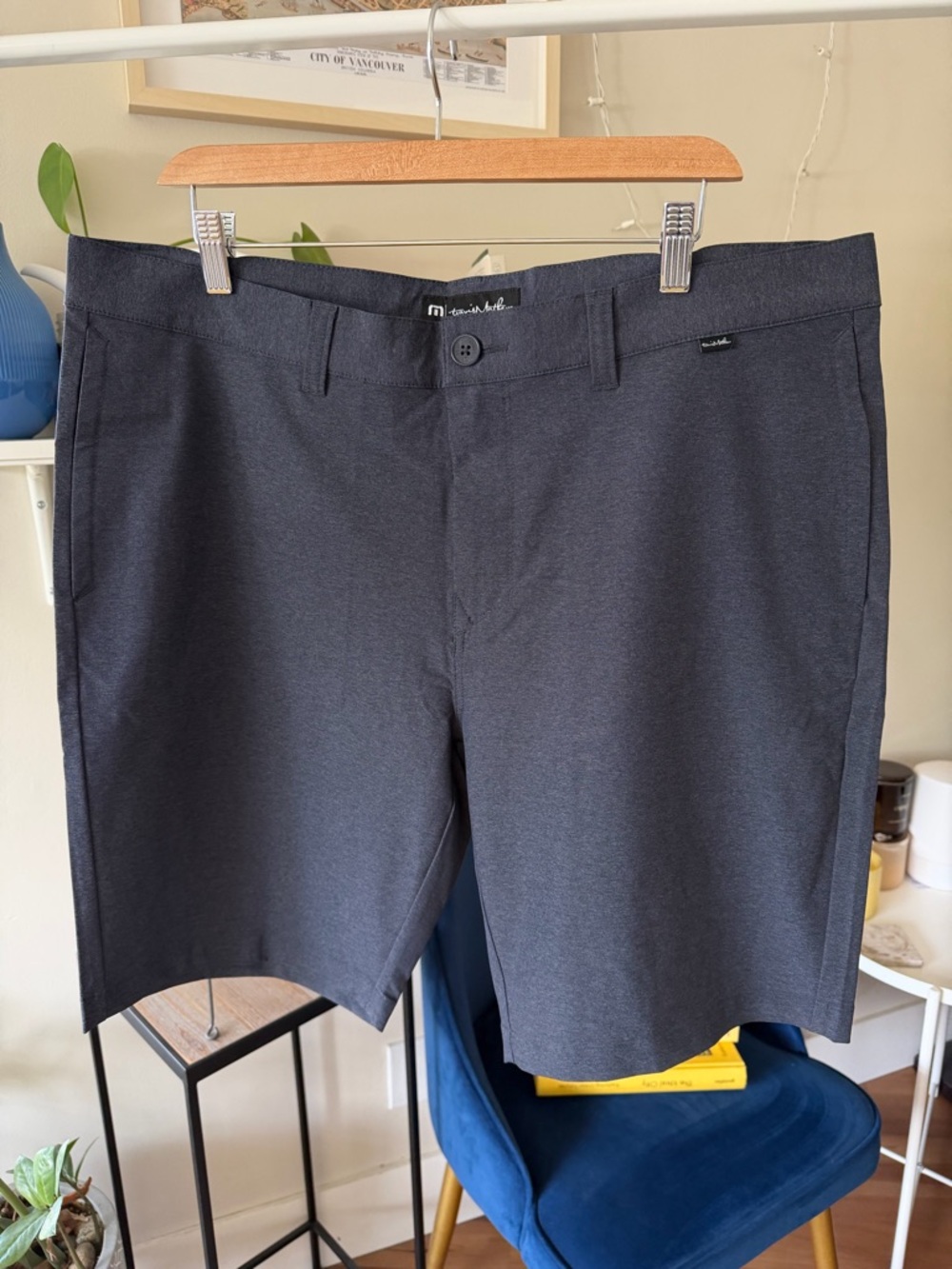 Travis Mathew Dark Blue Flat-Front Performance Golf Shorts